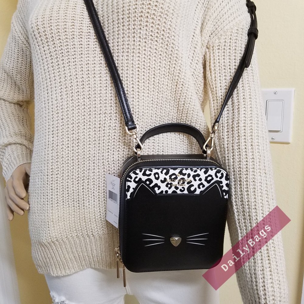 NWT KATE SPADE DAISY MEOW CROSSBODY BLACK LEOPARD WHITE WKR00600 100% AUTHENTIC - Picture 10 of 13